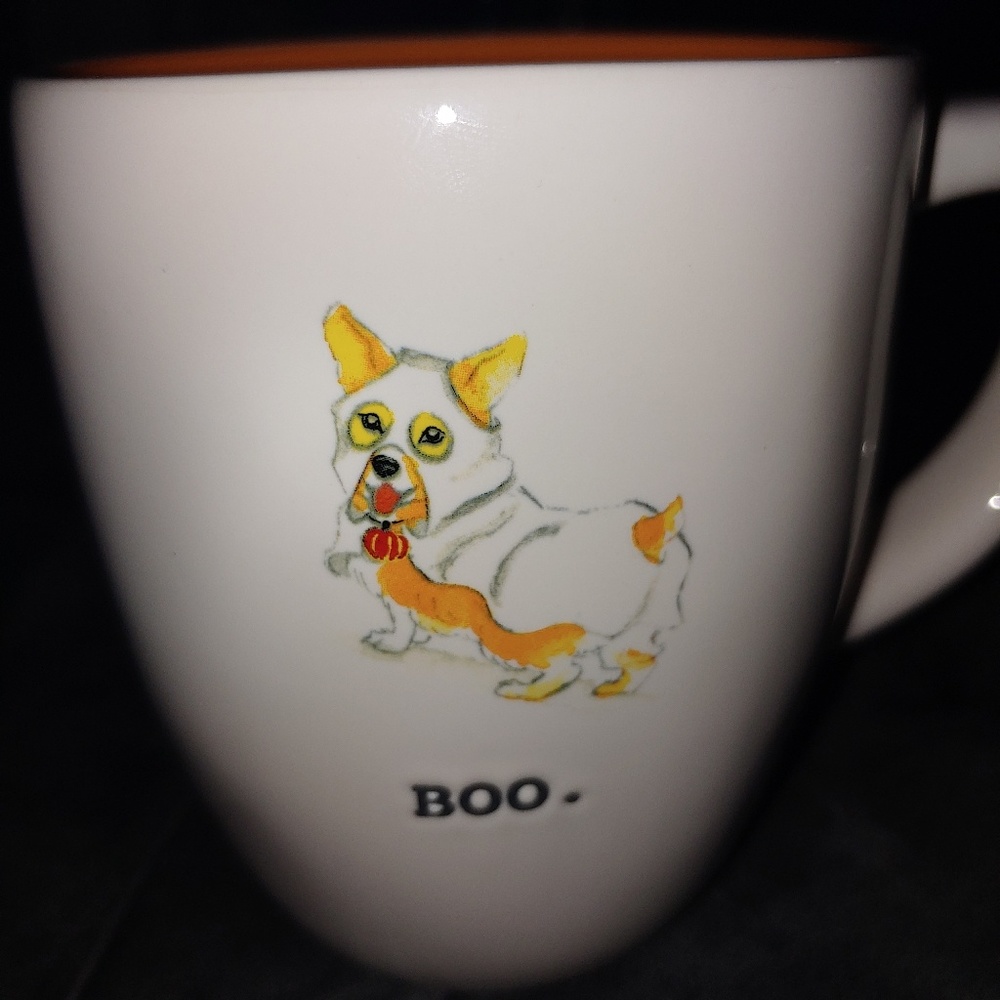 Rae dunn Halloween Boo mug. Dog in costume